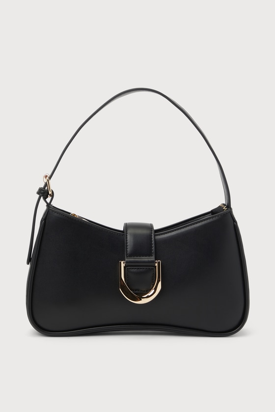 Oh-So Chic Black Buckle Shoulder Bag