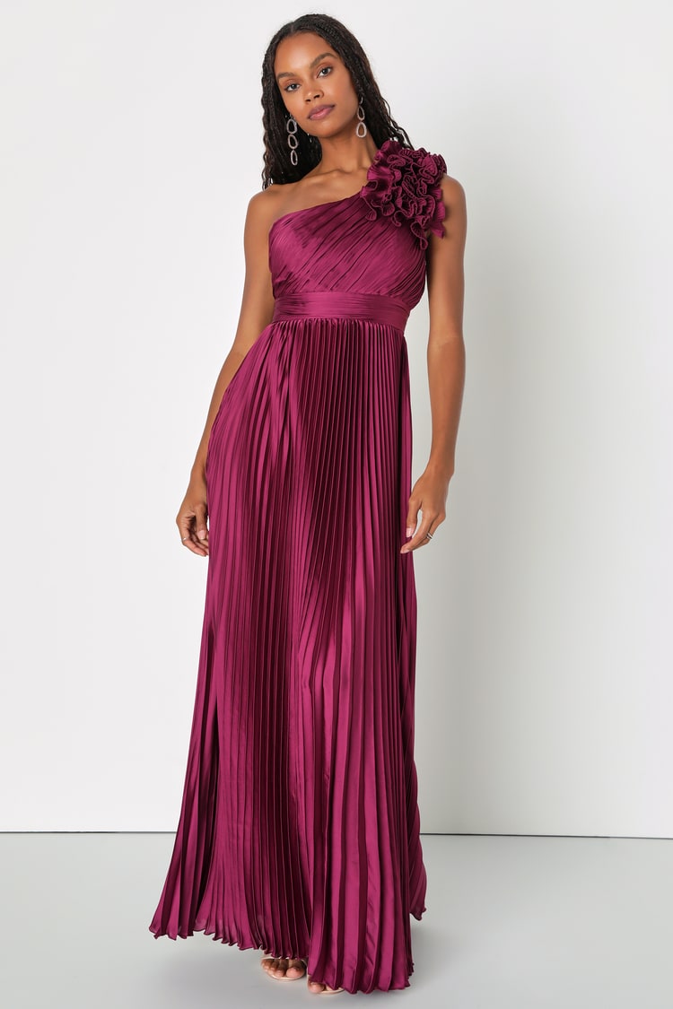 plum pleated dress Miss Plum + Pleats