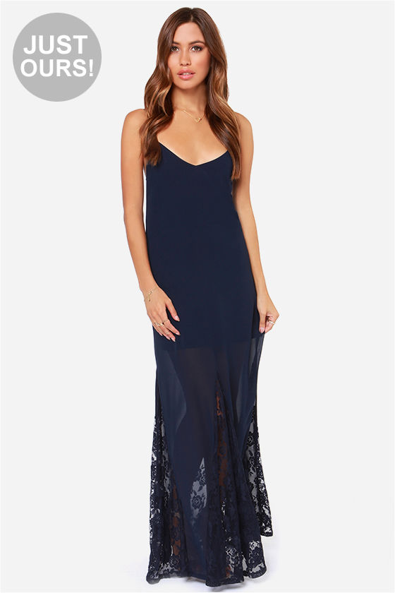 navy maxi slip dress