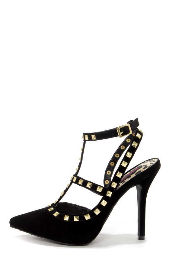 black studded heels