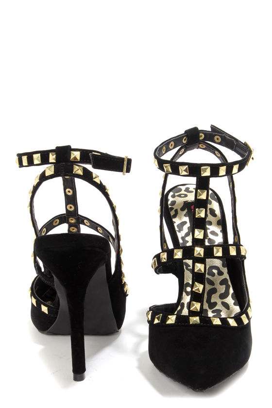 black studded t bar heels