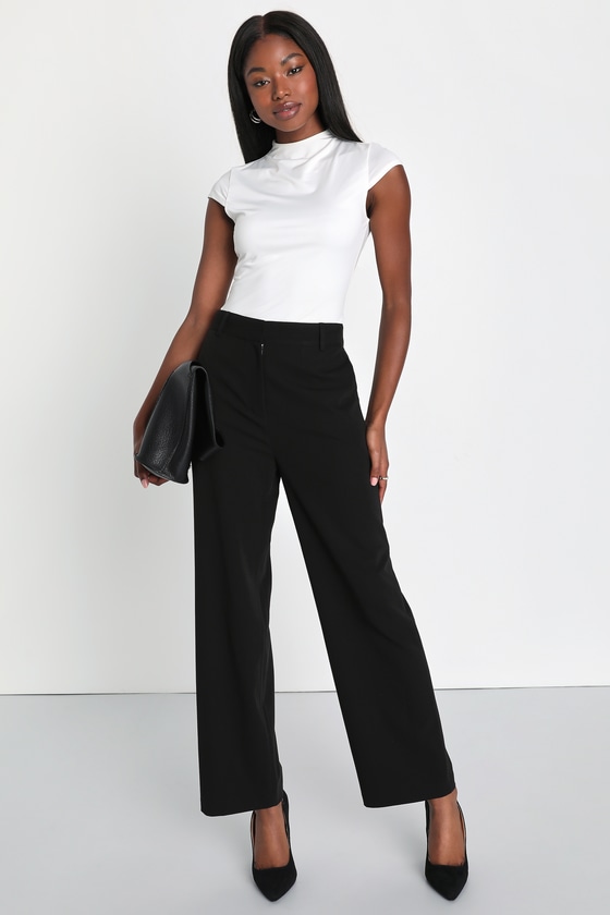Black High Waisted Straight Leg Pants