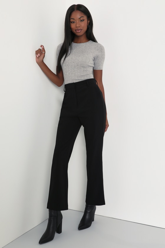 Black Work Pants - Chic Trouser Pants - Kick Flare Cropped Pants - Lulus