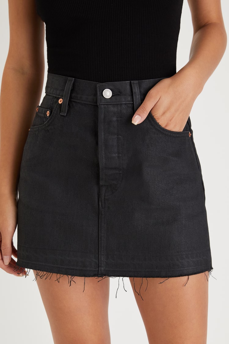 levis black denim skirt