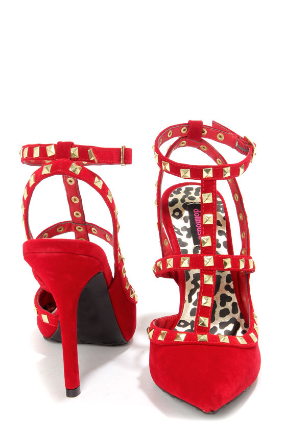 studded t strap pumps