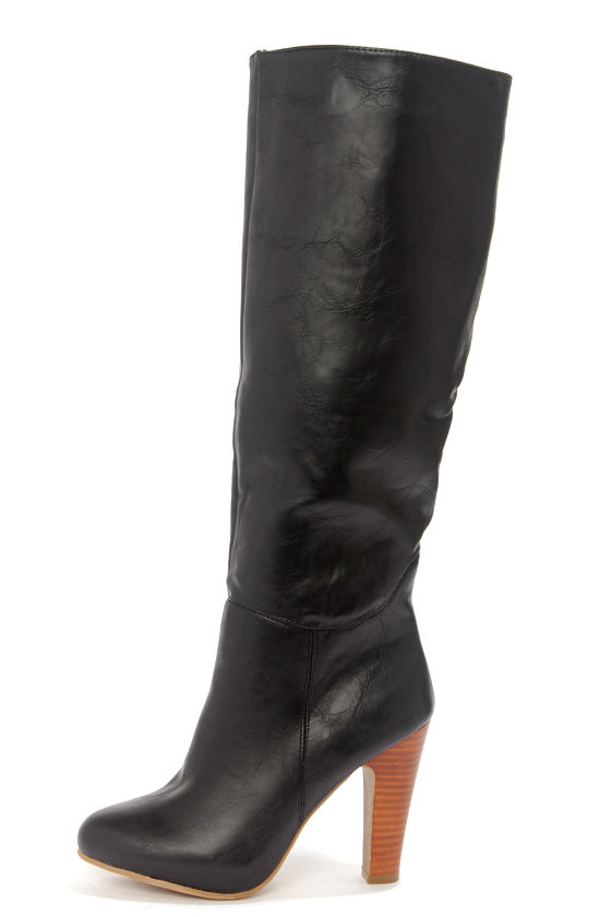 Dollhouse Embrace Black Knee High Heel Boots - $56.00 - Lulus