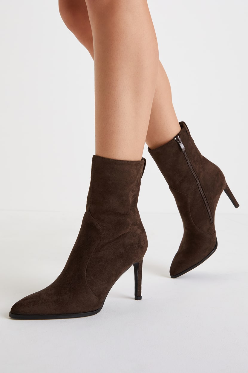 brown mid calf booties