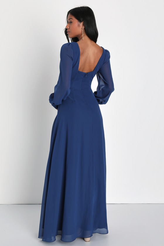 Blue Maxi Dress Square Neck Maxi Dress Balloon Sleeve Dress Lulus