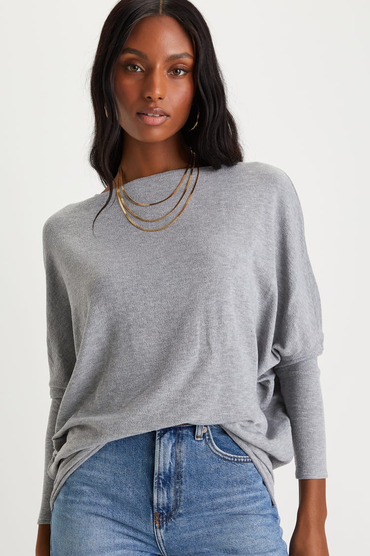 Grey Top - Dolman Sleeve Top - Sweater Top - Dolman Sweater - Lulus