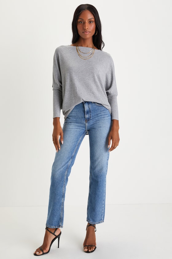 Heather Grey + White Dolman L/S main image 0