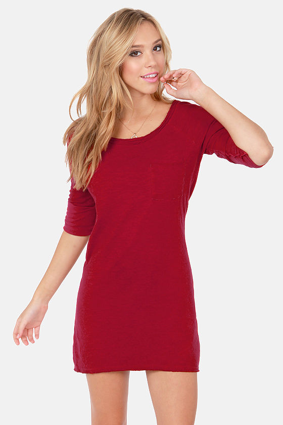 Others Follow Lyric Dress - Sweater Dress - Red Dress - Long Sleeve ...