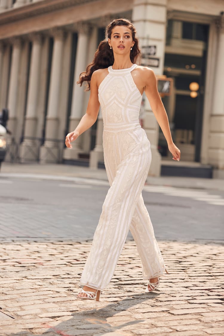 Together Bead Embellished Wide Leg Jumpsuit  Jumpsuit outfit wedding,  Embellished jumpsuit, Jumpsuit elegant