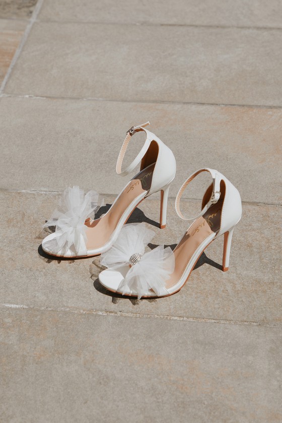Rexie White Bow Pointed-Toe Ankle Strap Heels 2