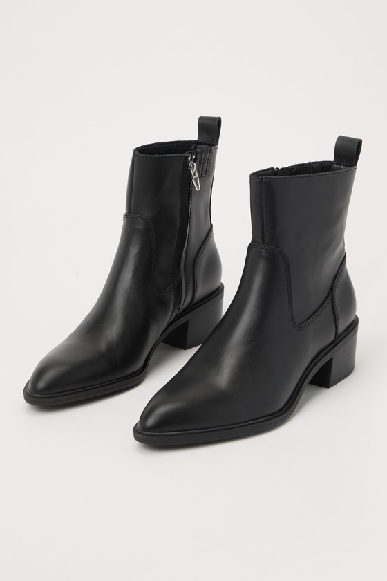 Shop Dolce Vita Bili H20 Black Leather Pointed-toe Ankle Booties