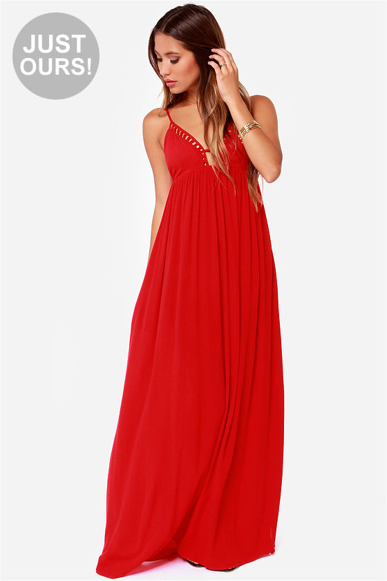 LULUS Exclusive Deep End Dive Red Maxi Dress 70 Fashion at Lulus