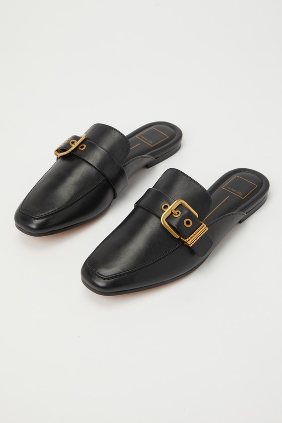Dolce Vita Santel - Black Leather Loafers - Slide-On Loafers - Lulus