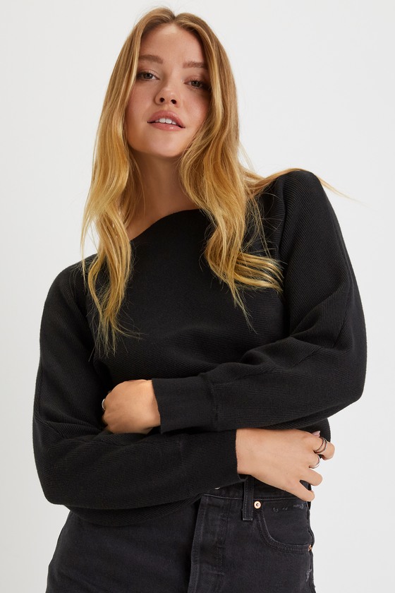 Chic Black Sweater - Boat Neck Sweater - Dolman Sleeve Sweater - Lulus