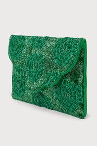 Hand-Picked Green Beaded Clutch