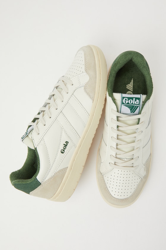 Eagle Off White and Evergreen Color Block Suede Leather Sneakers 2
