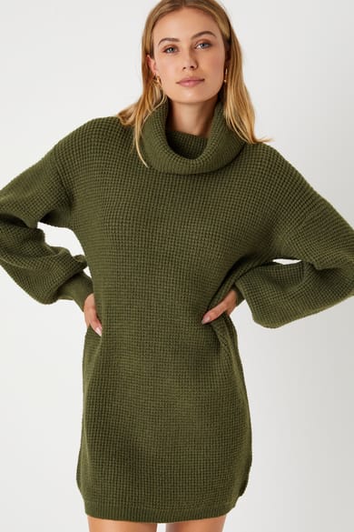 green emerald velvet dress Caroline Sweater Dress Green - Green Sweater Dress main image 1