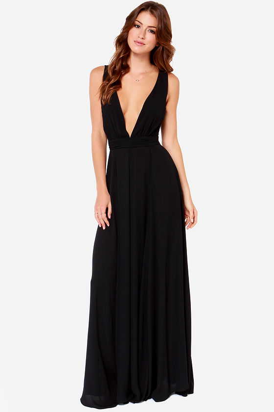 black maxi party dress