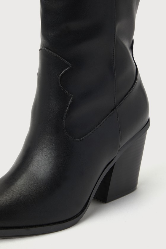 Rauland Black Pointed-Toe Knee-High Western Boots - thumbnail 3