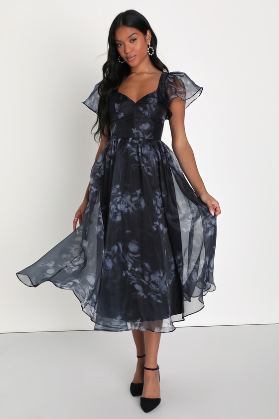SIMKHAI Monique Organza Ruffle Sleeve Mini Dress | Shopbop