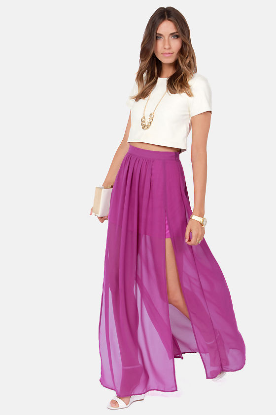 Cute Purple Skirt - Maxi Skirt - High-Waisted Skirt - $39.00