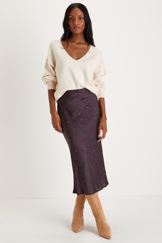 DenimEase™ Flat Waist Midi Skirt | Blair