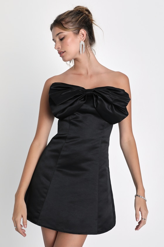 STRAPLESS BOW MINI DRESS main image 1