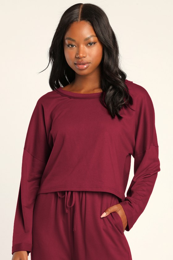 Refined Relaxation Red Backless Pullover Sweatshirt 4