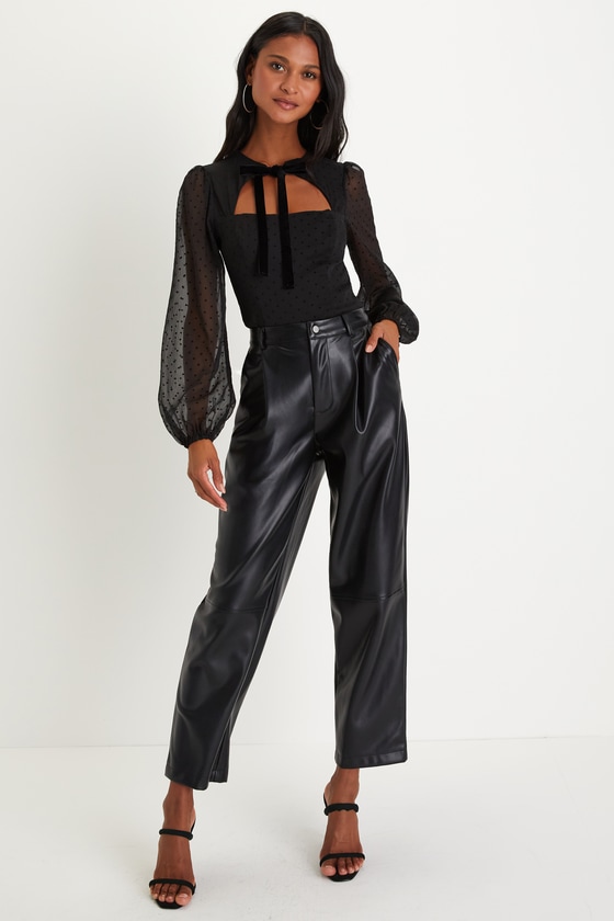 Black Vegan Leather Pants - Vegan Leather Barrel Pants - Pants - Lulus
