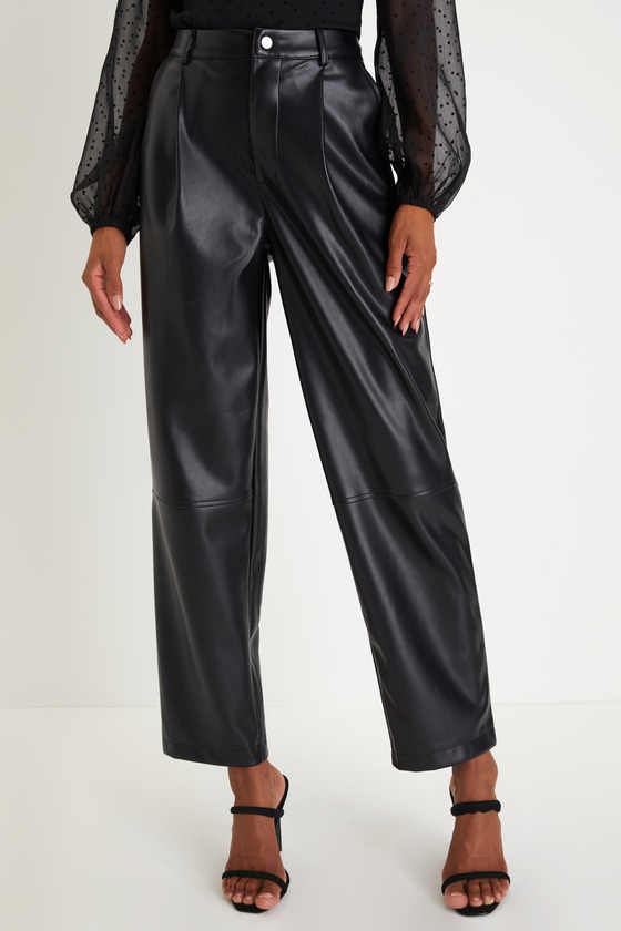 Black Vegan Leather Pants - Vegan Leather Barrel Pants - Pants - Lulus