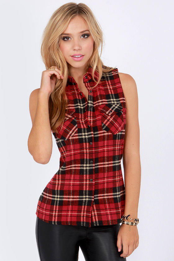red sleeveless top outfit