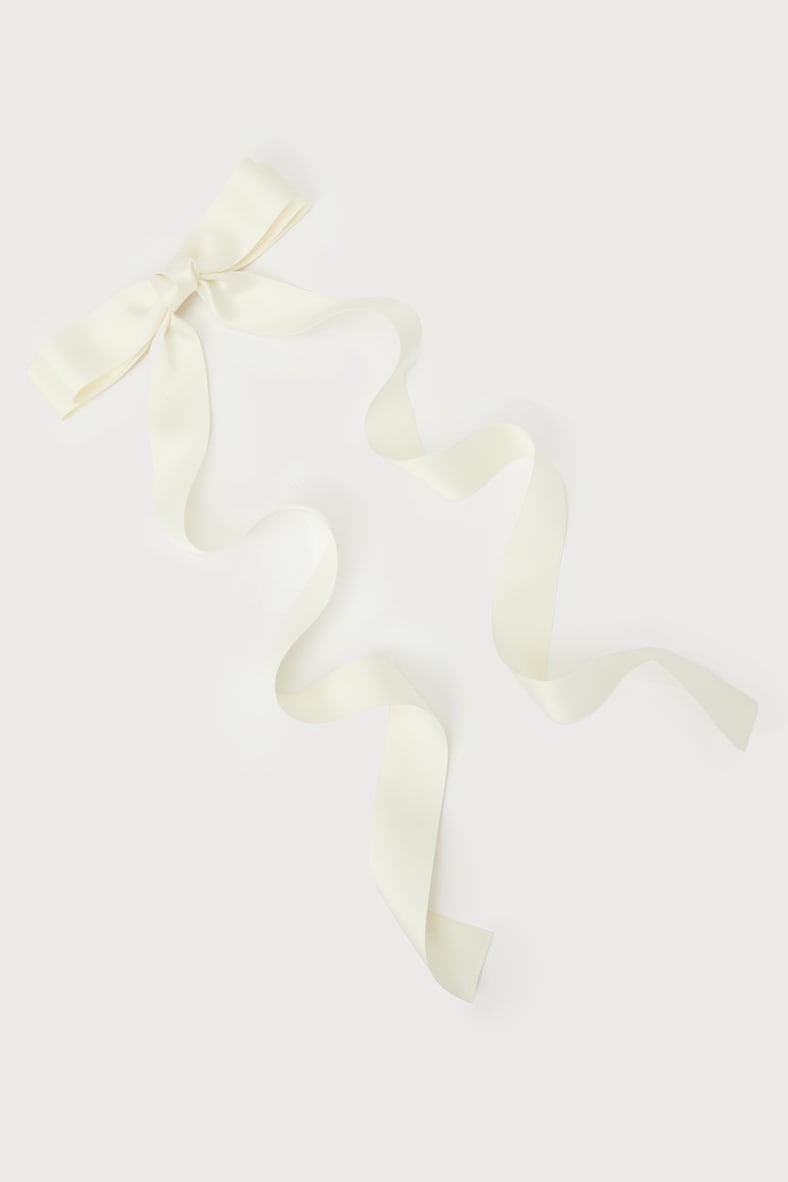 Adored Delight Ivory Long Ribbon Bow Hair Clip