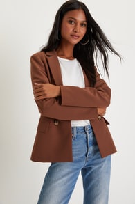 Officially Fashionable Brown Open Front Blazer