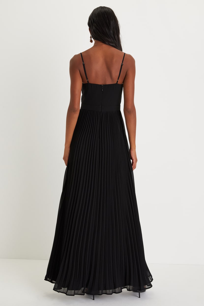 Black Bridesmaid Dress - Pleated Maxi Dress - Black Maxi