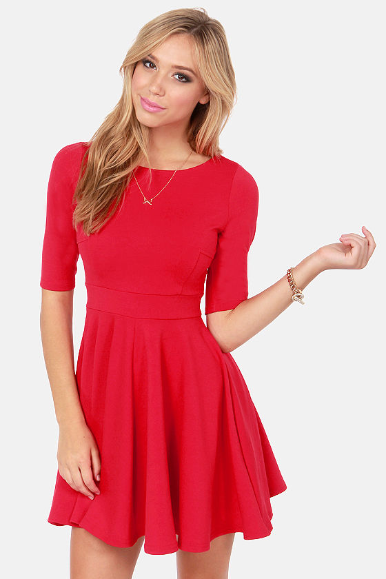 Black Swan Olivia Dress - Cherry Red Dress - Skater Dress - $63.00 - Lulus