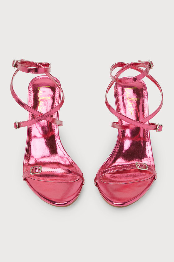 BY FAR BARB METALLIC - Platform heels - pink - Zalando.co.uk