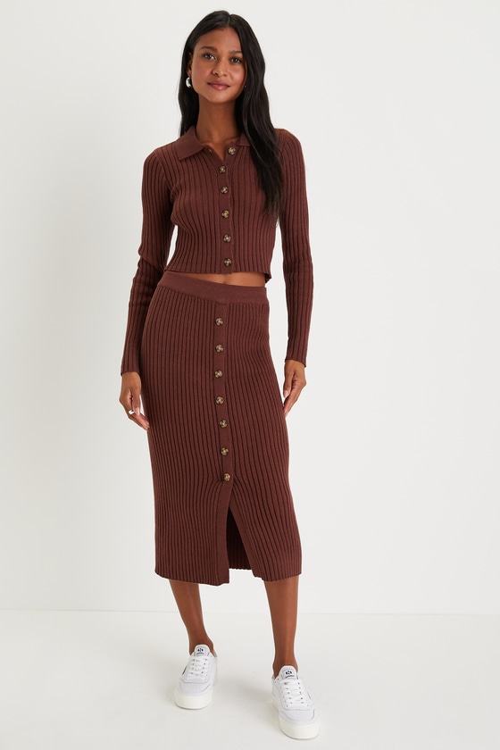 Cotton Two Leaves Dress Brown