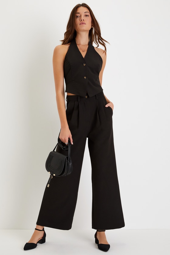 Stylish Idea Black High-Waisted Wide-Leg Pants 5
