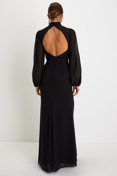 princess polly baby blue dress Square Neck Tight Dress With Sleeves Black Long Sleeve Square Neck Ruched Double  Slit Maxi Dress main image 0