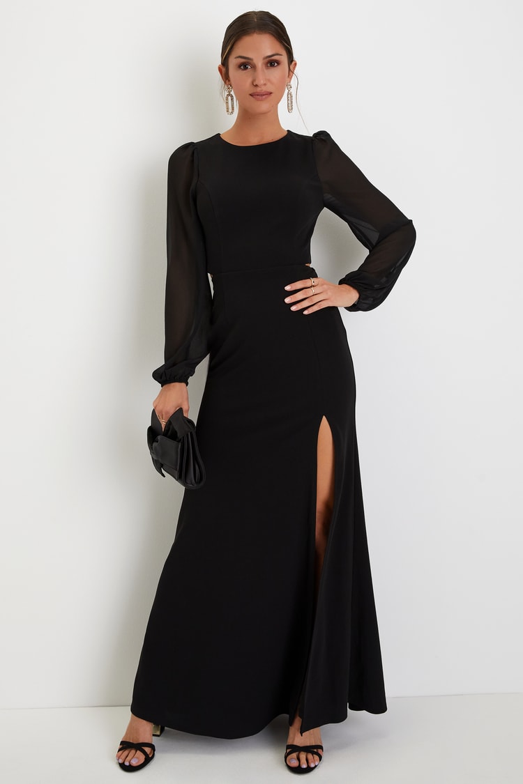 fitted lace wedding dress Black Lace Cut Out Detail Long Sleeve Mini Dress