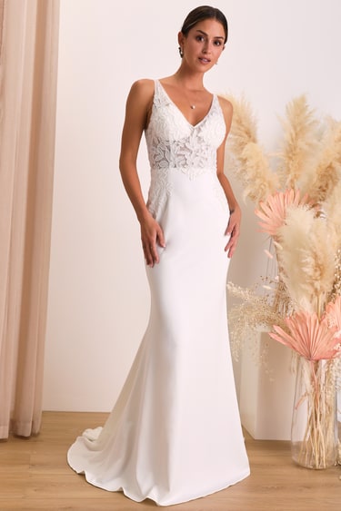 Remarkably Romantic White Sheer Mesh Beaded Maxi Dress