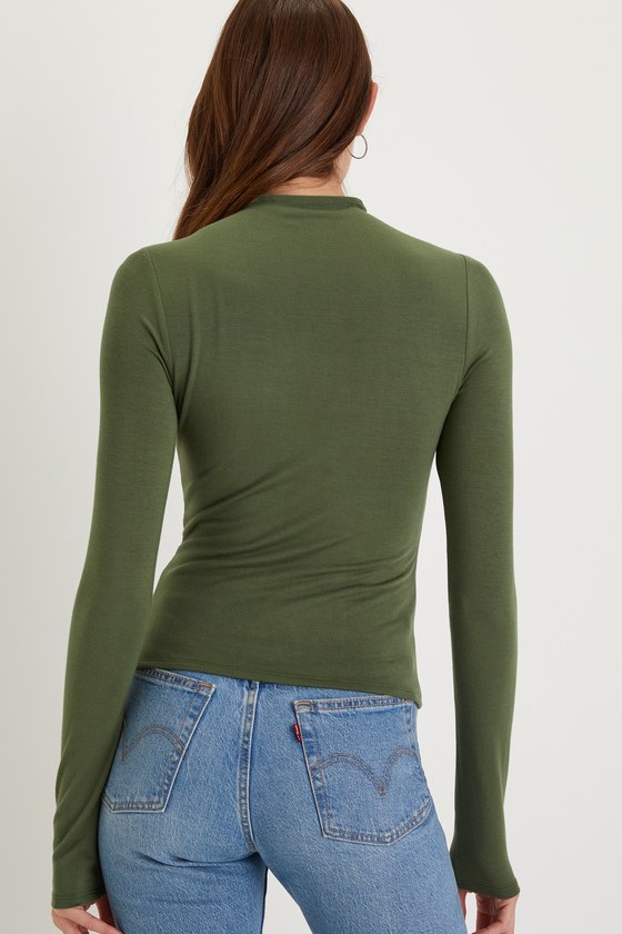 Chic Green Top - Mock Neck Top - Long Sleeve Top - Lulus