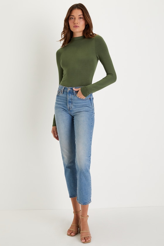 Chic Green Top - Mock Neck Top - Long Sleeve Top - Lulus