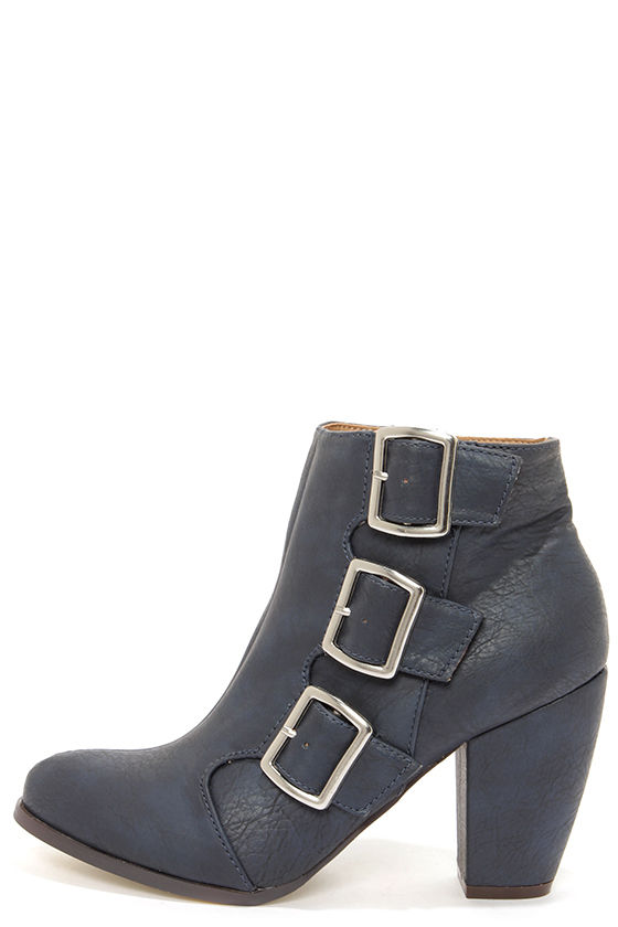 navy high heel boots