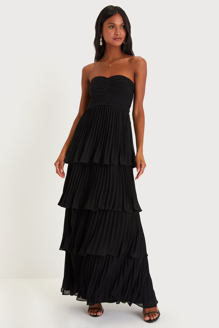 green emerald velvet dress 'Sasha' Strapless Flowy Dress Black