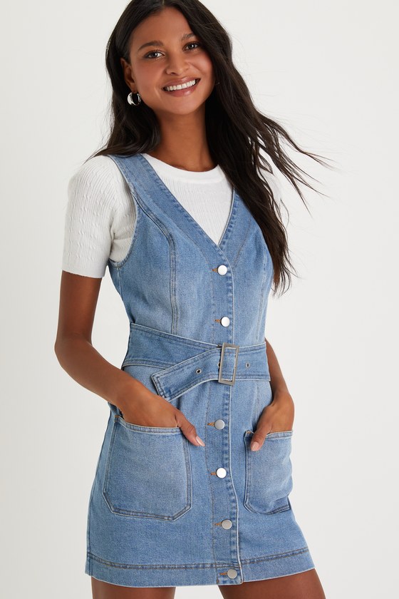 Mini Denim Look Tencel Button Up Dress main image 1