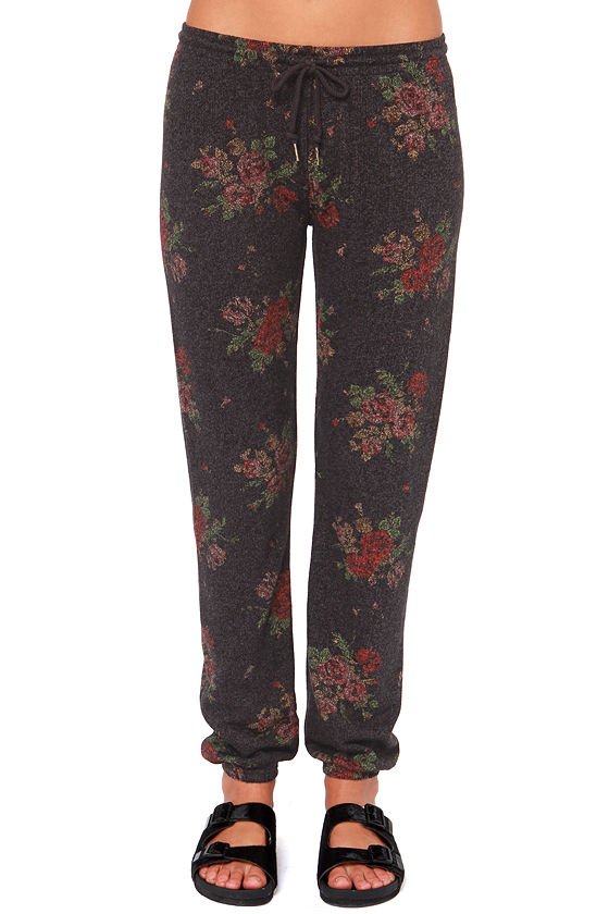 Obey Lola - Floral Print Pants - Knit Sweatpants - $62.00